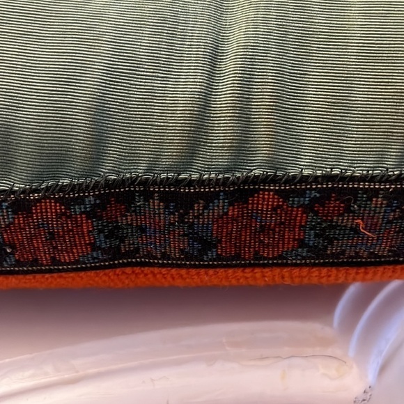 Vintage Handmade Victorian Style Needle Point Pillow with Roses - Picture 5 of 7